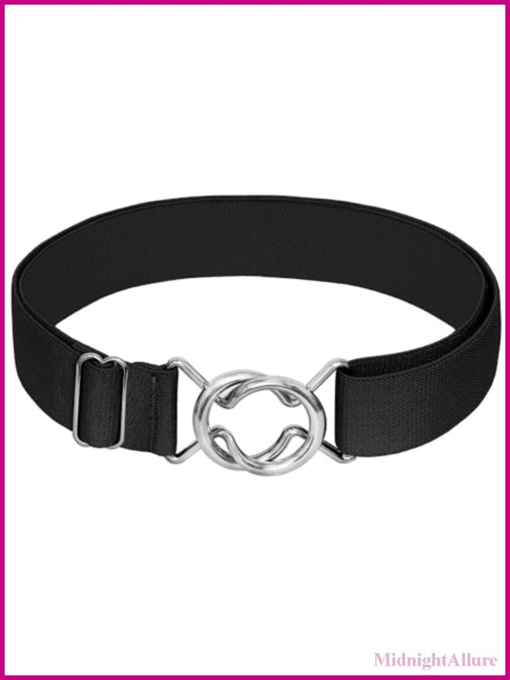 Womens Stretch Belt Adjustable Elastic Waist Belt Metal Buckle Dress Belt